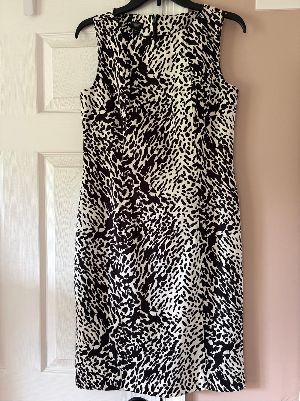 Talbots Black and White Animal-Print Midi Dress Size 4Petite